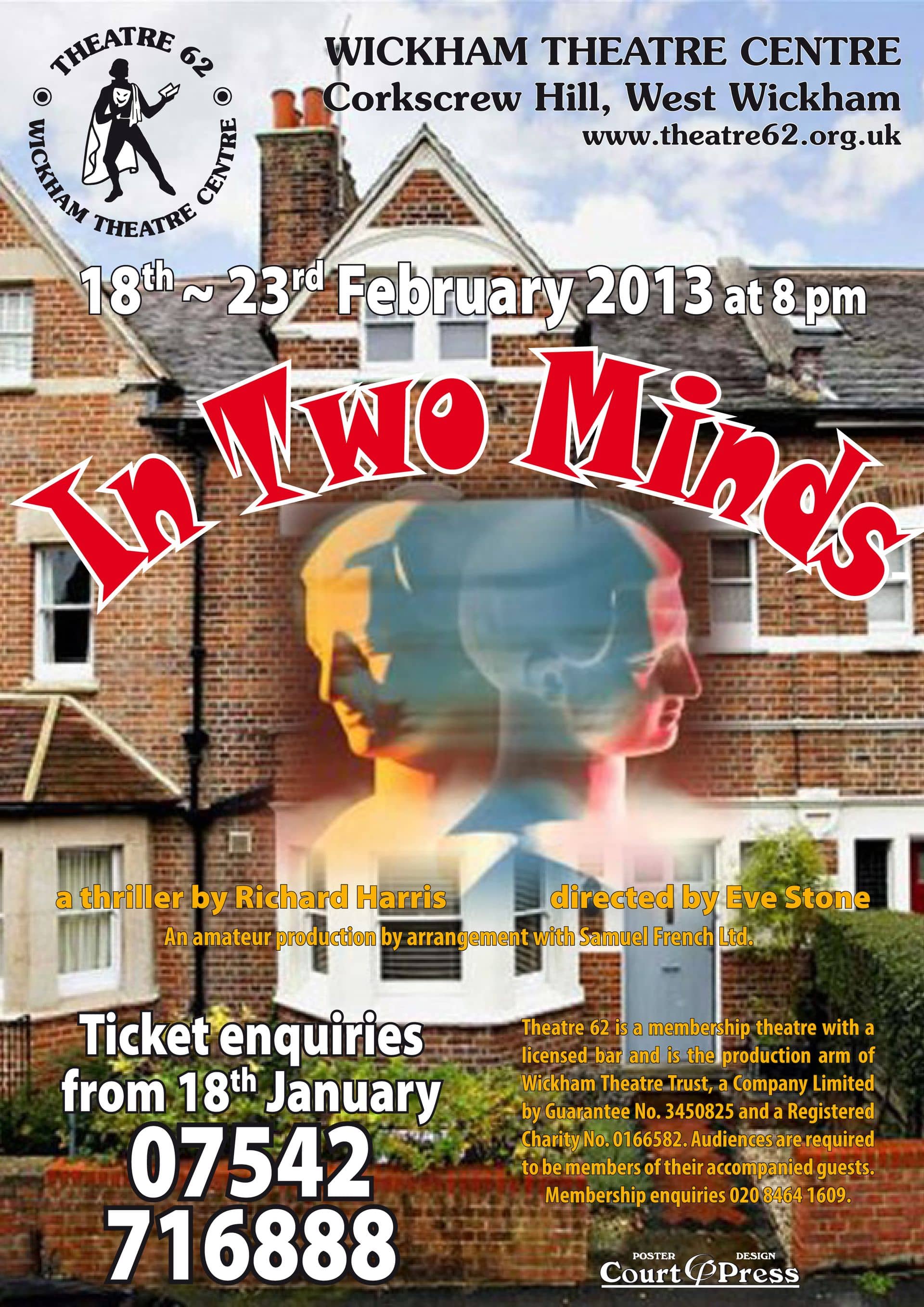 In Two Minds poster - Theatre 62 - February 2012