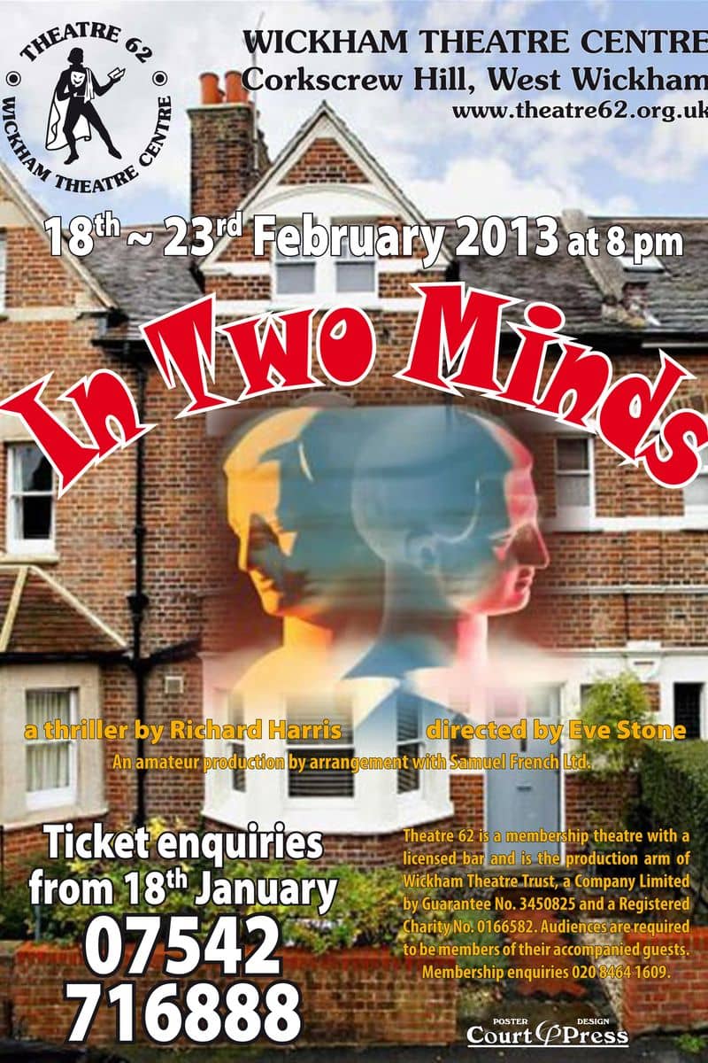 In Two Minds poster - Theatre 62 - February 2012