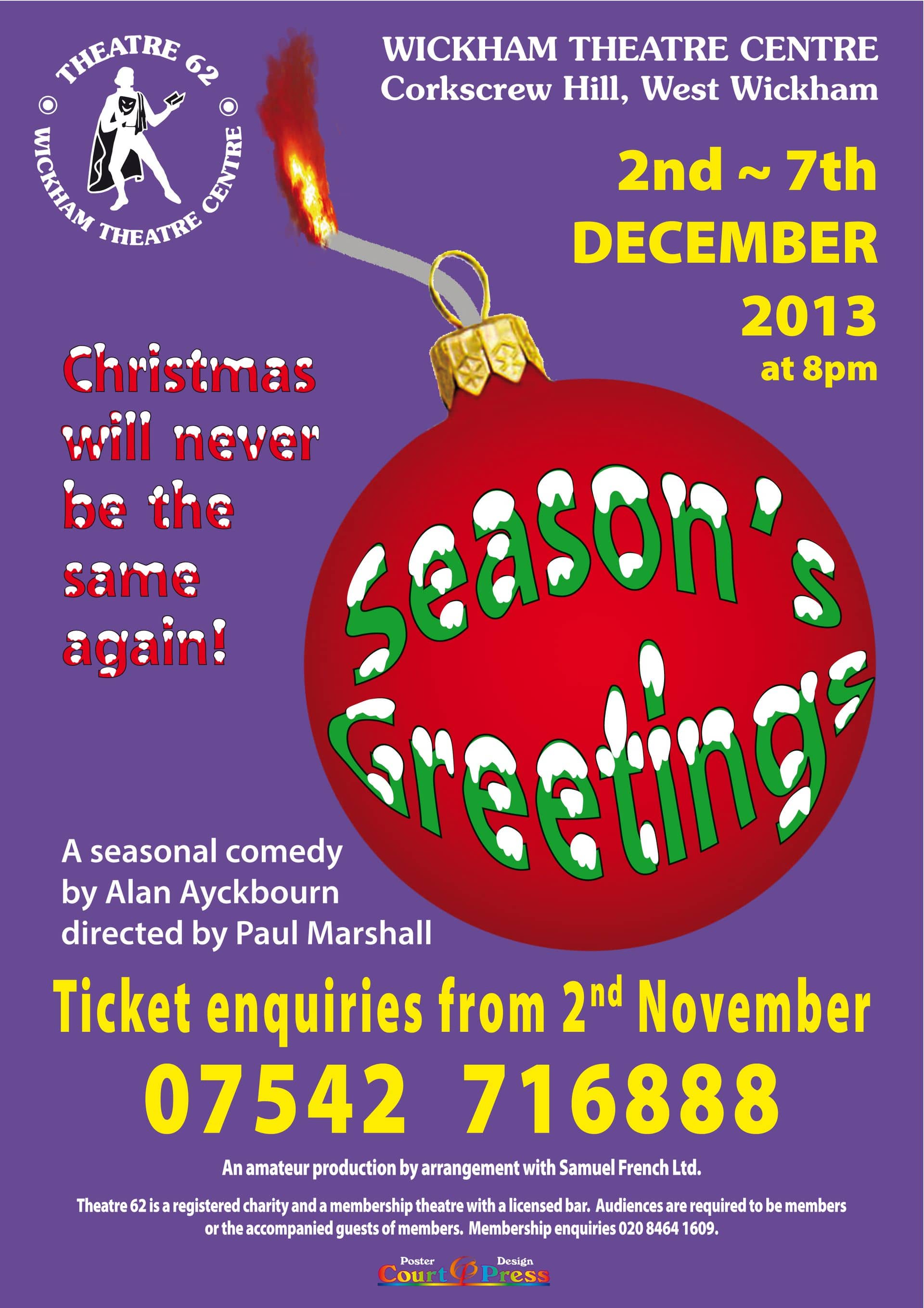 Seasons Greetings poster Theatre 62